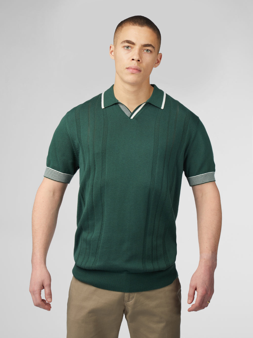 Knitwear Ben Sherman Signature Open Neck Polo Vert | OJO-53754699